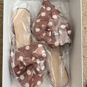 Something Navy Brown Polka Dot Mules